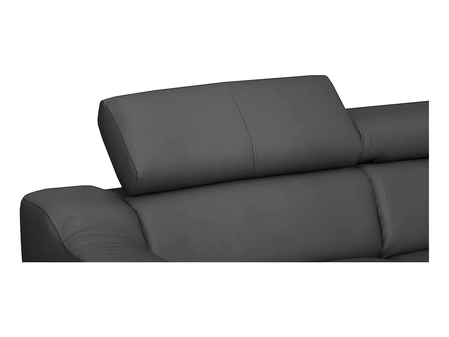 Canapé d'angle convertible en cuir italien de luxe 5 places ASTORIA, gris foncé, angle gauche