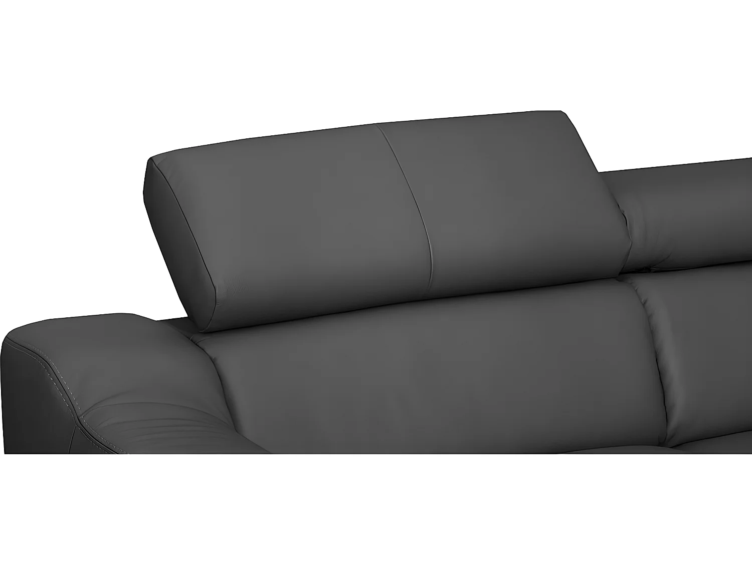 Canapé d'angle convertible en cuir italien de luxe 5 places ASTORIA, gris foncé, angle gauche