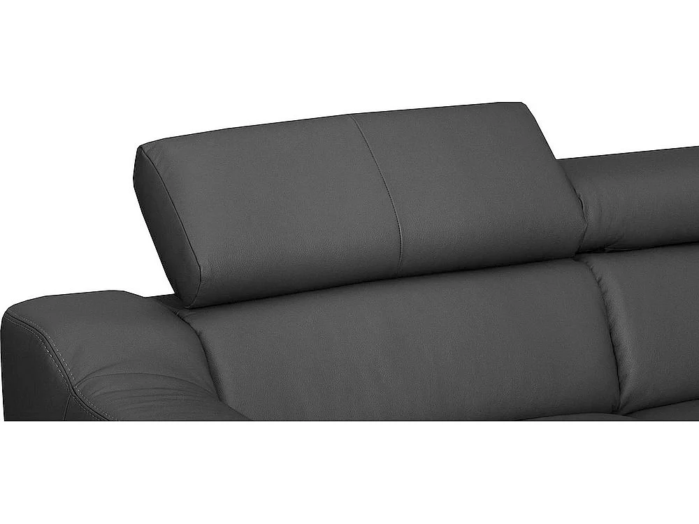 Canapé d'angle convertible en cuir italien de luxe 5 places ASTORIA, gris foncé, angle gauche