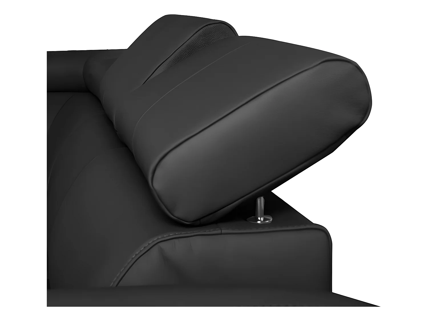 Hoekbank van luxe Italiaans leer met 5 zitplaatsen ASTORIA, zwart, linkerhoek met opbergruimte