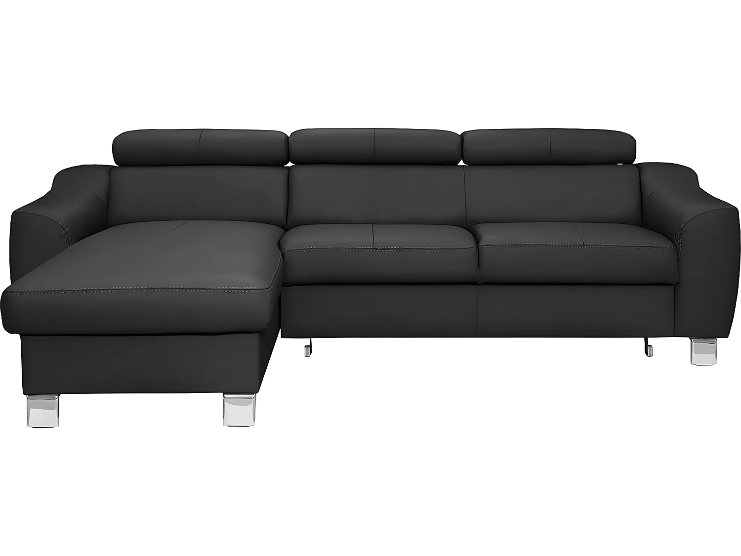 Canapé d'angle convertible en cuir italien de luxe 5 places ASTORIA, noir, angle gauche