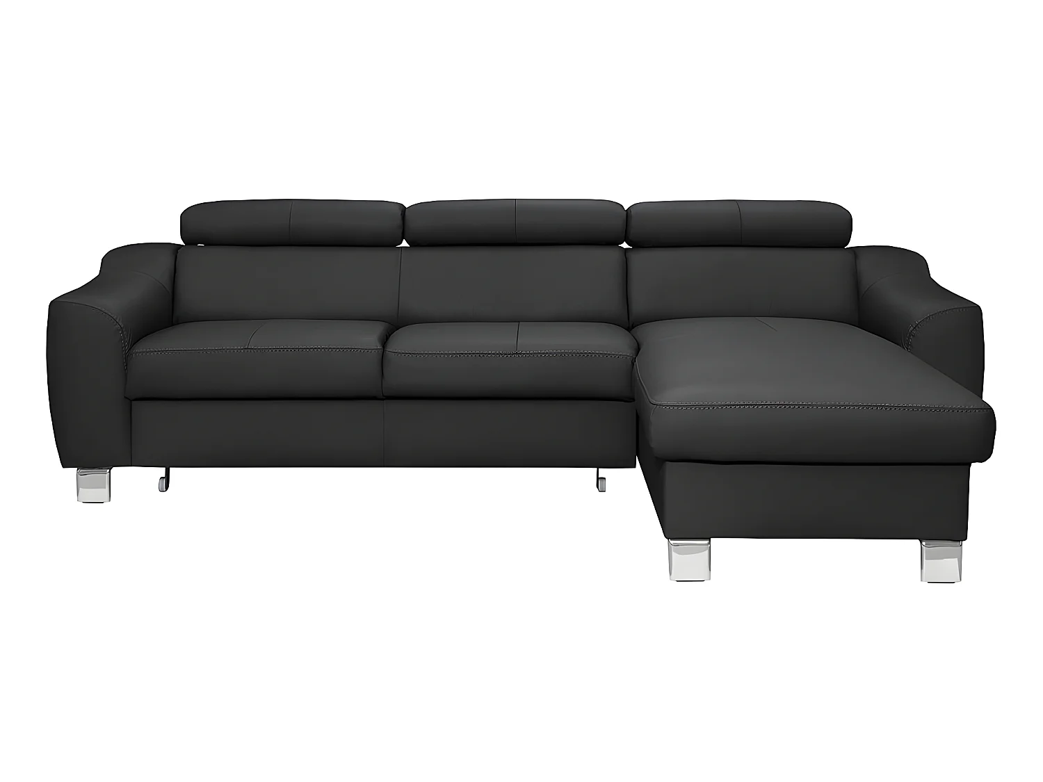 Canapé d'angle convertible en cuir italien de luxe 5 places ASTORIA, noir, angle droit