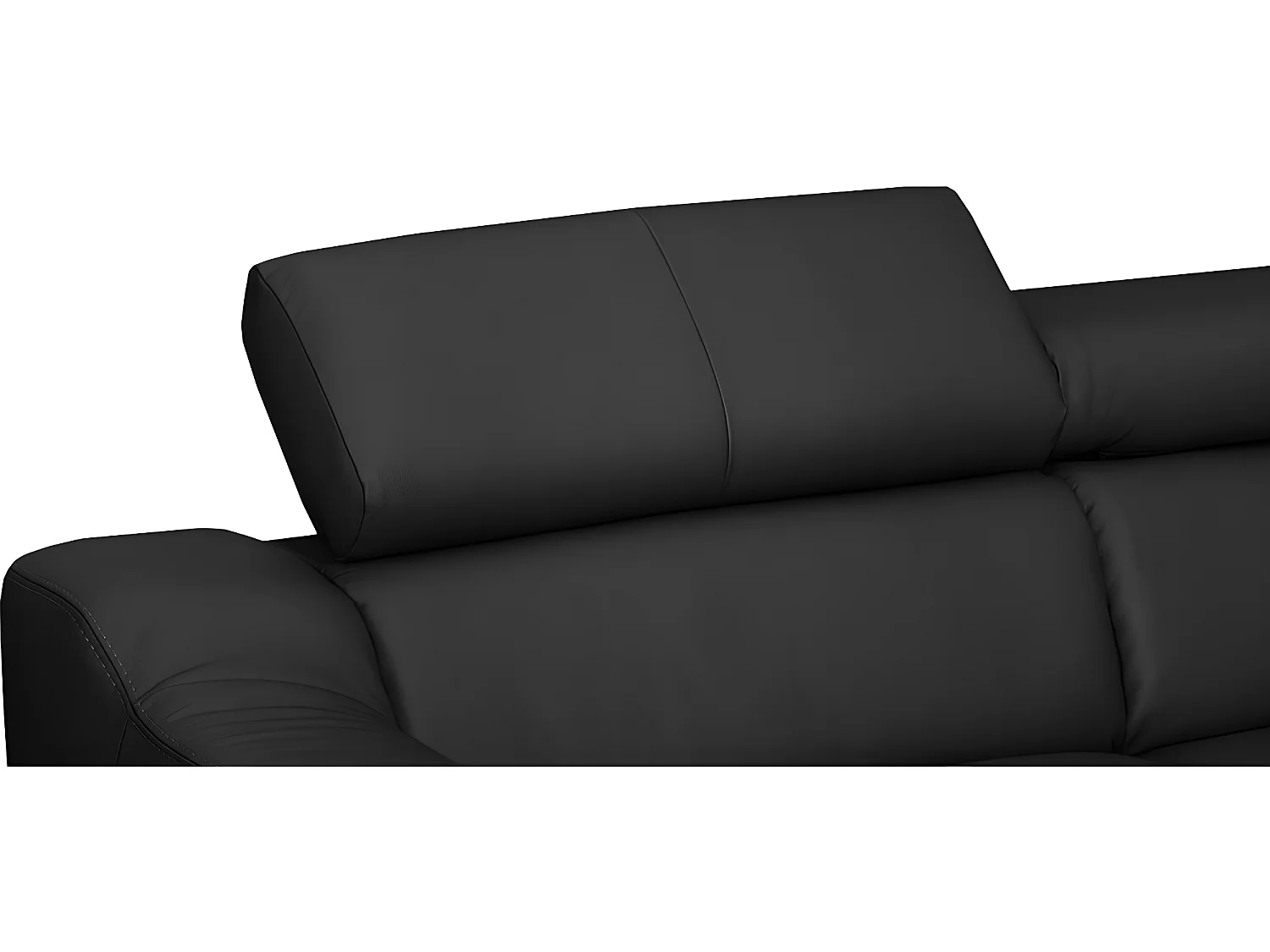 Hoekbank van luxe Italiaans leer ASTORIA met 5 zitplaatsen, zwart, rechte hoek met opbergruimte