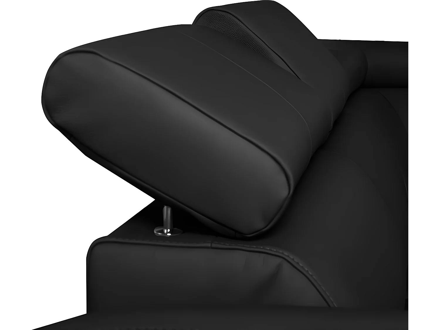 Hoekbank van luxe Italiaans leer ASTORIA met 5 zitplaatsen, zwart, rechte hoek met opbergruimte