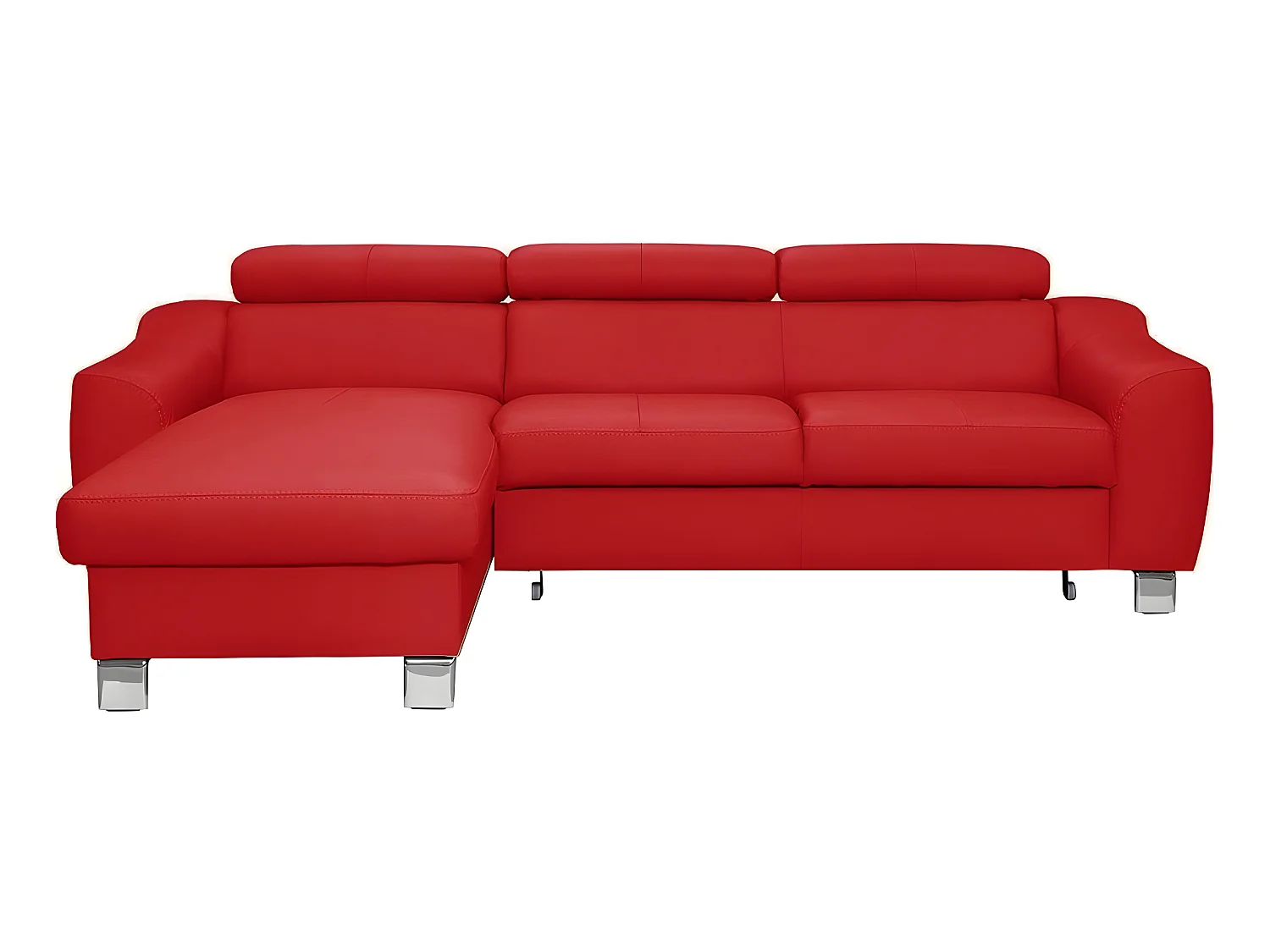 Canapé d'angle convertible en cuir italien de luxe 5 places ASTORIA, rouge foncé, angle gauche