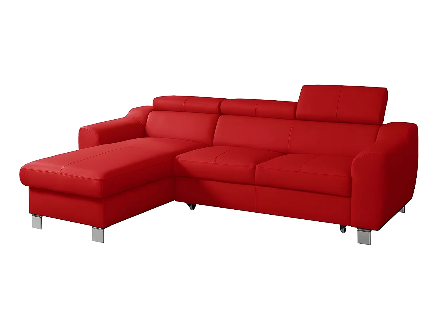 Canapé d'angle convertible en cuir italien de luxe 5 places ASTORIA, rouge foncé, angle gauche