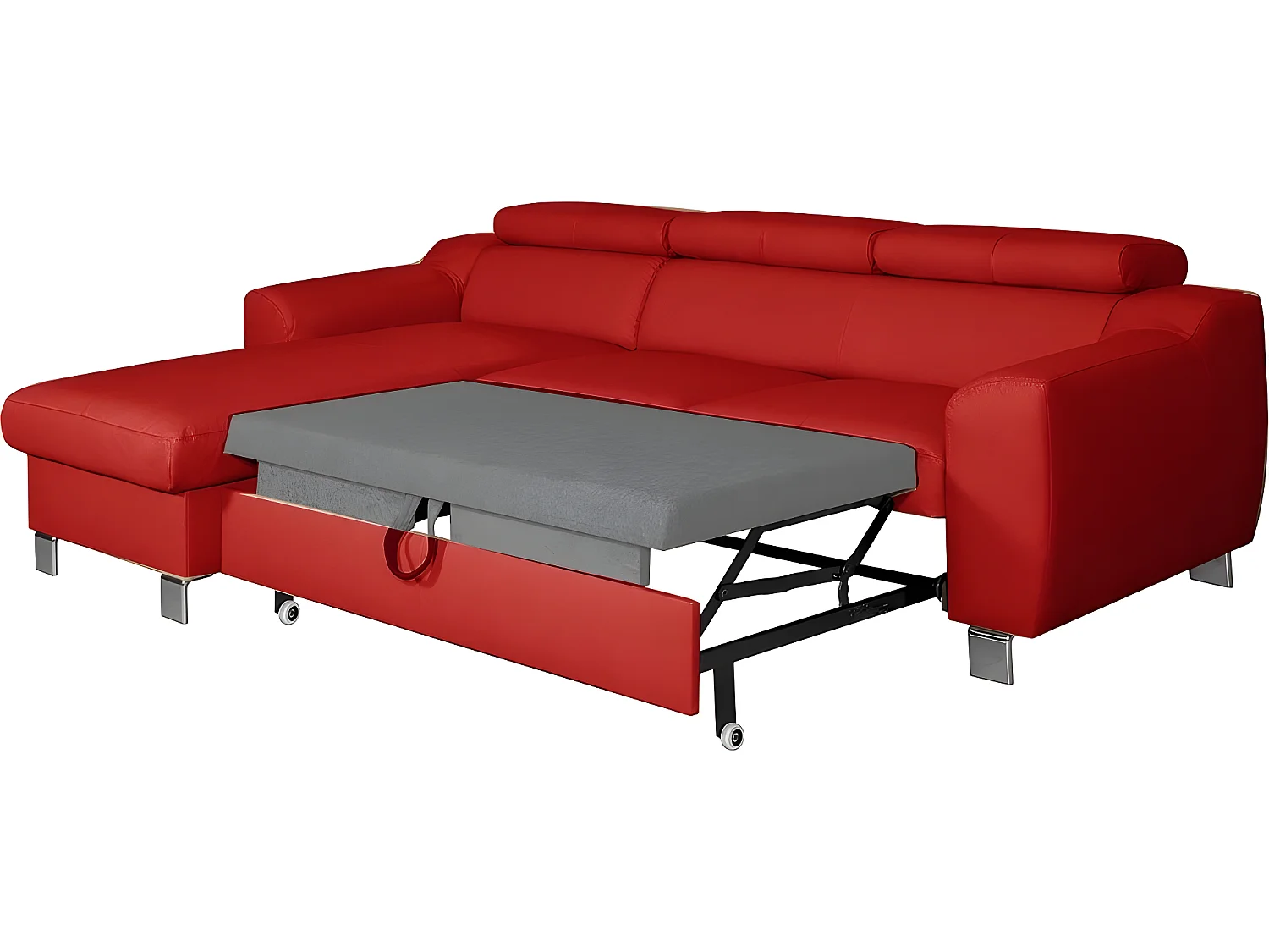 Luxe Italiaanse hoekslaapbank ASTORIA, 5 zitplaatsen, donkerrood