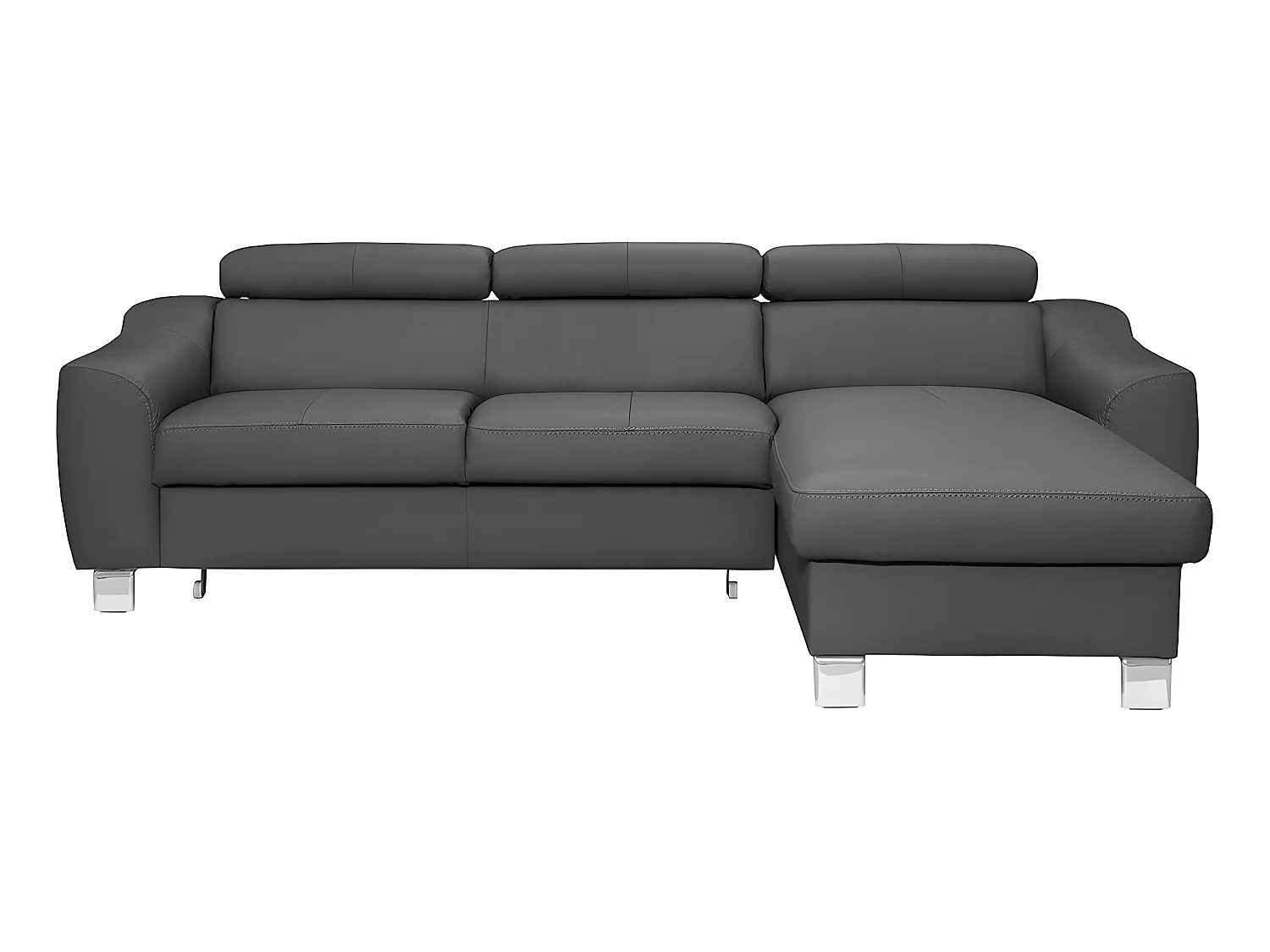 Canapé d'angle convertible en cuir italien de luxe 5 places ASTORIA, gris foncé, angle droit