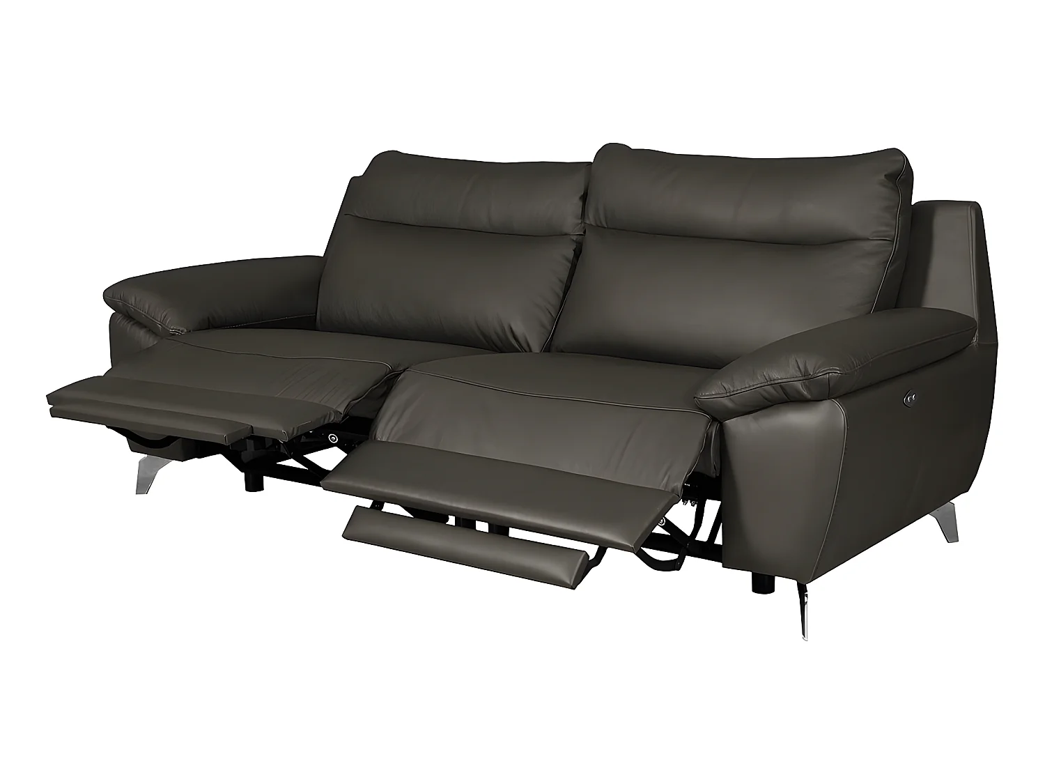 Canapé 3 places avec 2 relax électriques en 100% tout cuir épais de luxe italien, PERINI, anthracite