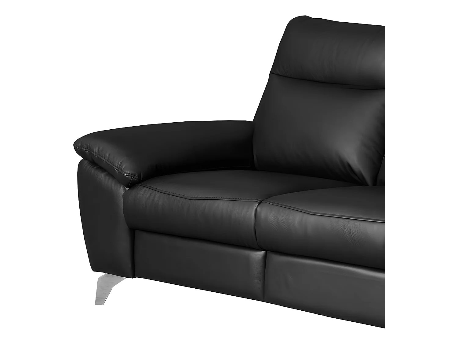 Canapé 3 places avec 2 relax électriques en 100% tout cuir épais de luxe italien, PERINI, noir