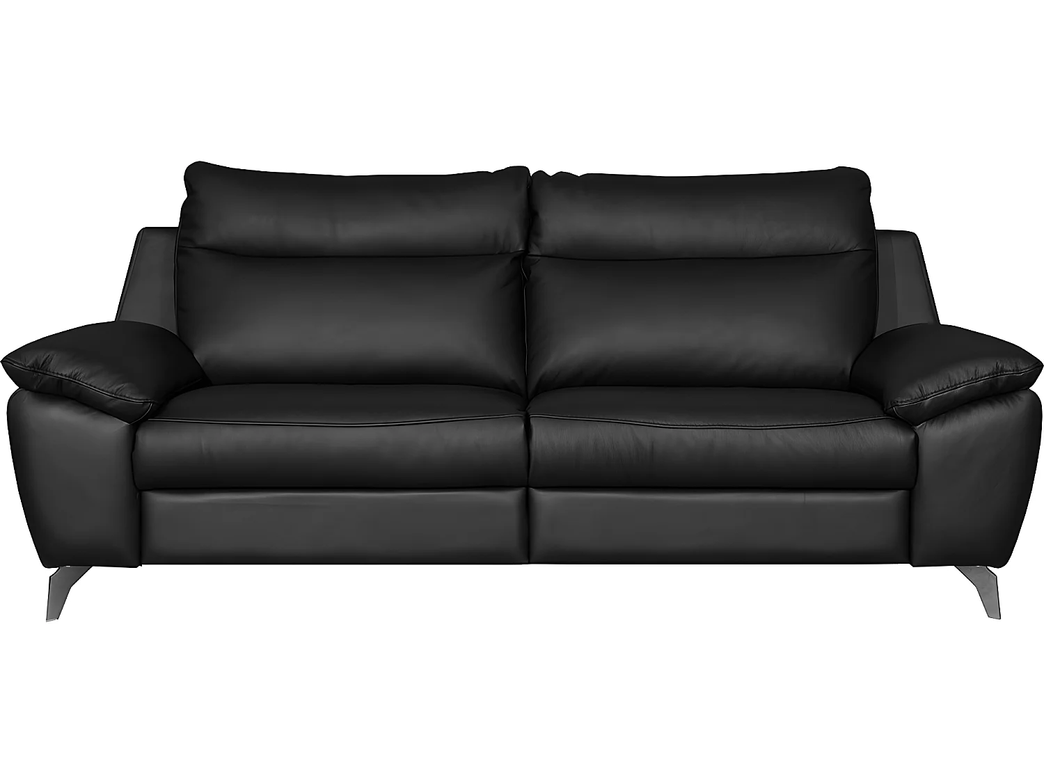 Canapé 3 places avec 2 relax électriques en 100% tout cuir épais de luxe italien, PERINI, noir