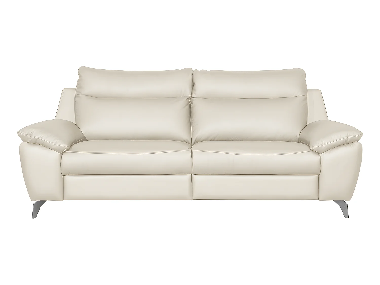2-zitsbank van dik Italiaans luxe leer met 2 elektrische relaxfuncties, PERINI, gebroken wit