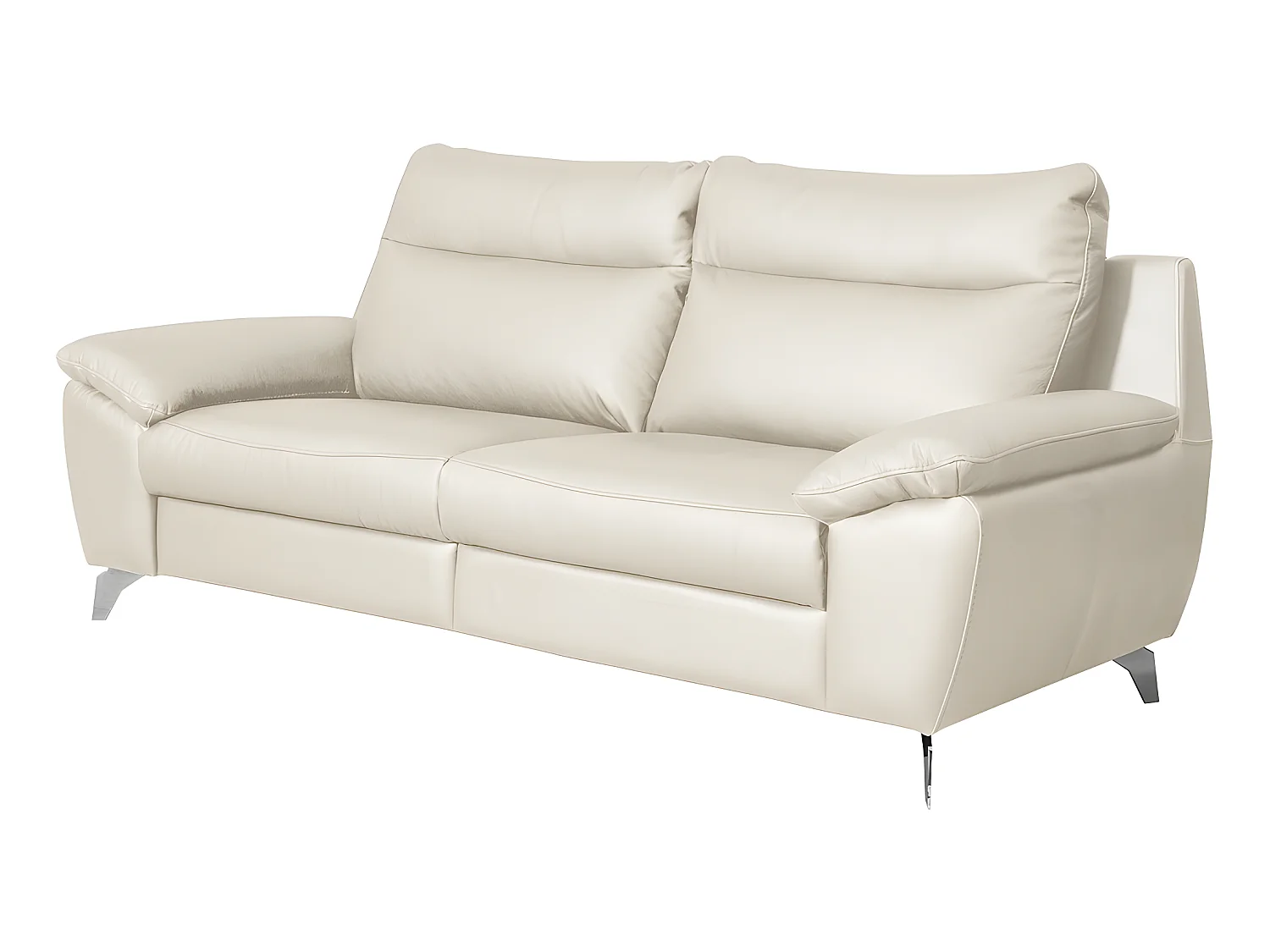 2-zitsbank van dik Italiaans luxe leer met 2 elektrische relaxfuncties, PERINI, gebroken wit