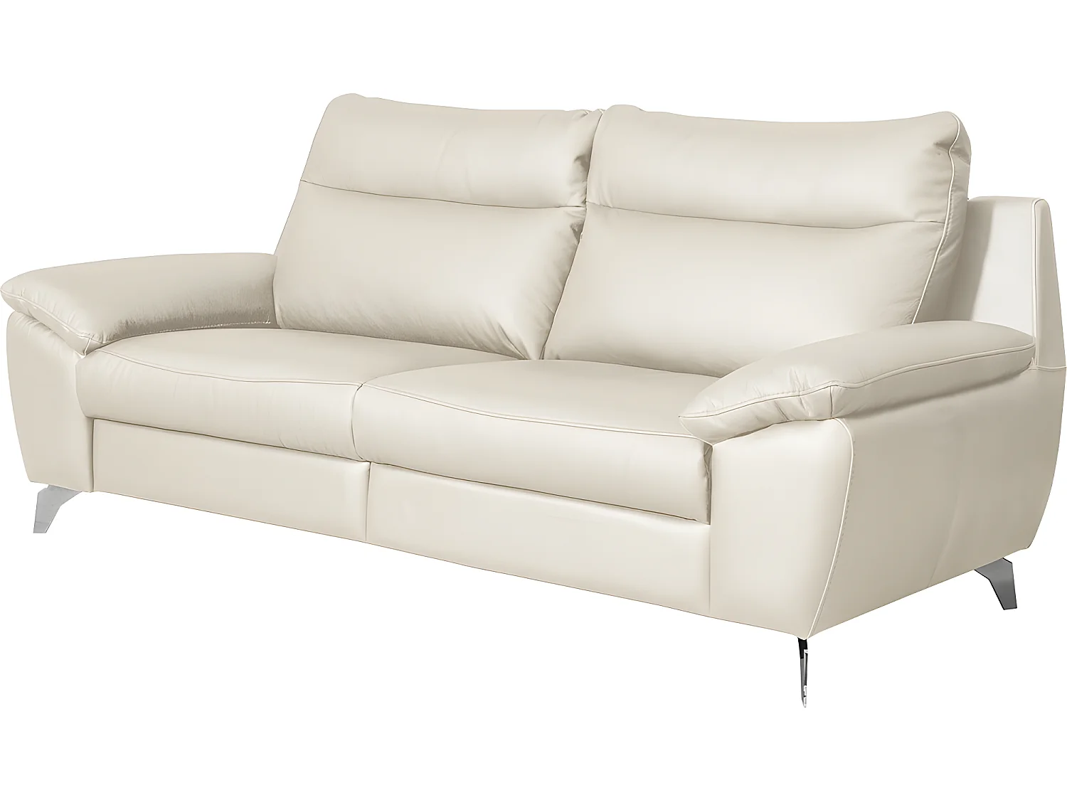 Canapé 2 places avec 2 relax électriques PERINI 100% tout cuir épais de luxe italien, blanc cassé