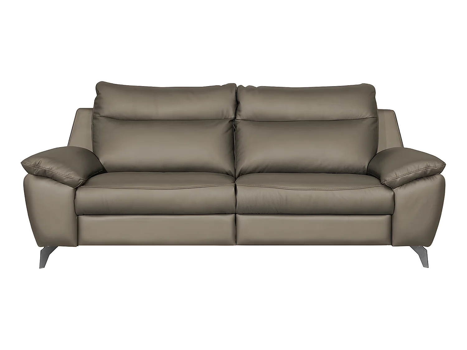 Elektrische relaxbank PERINI van luxe dik Italiaans leer, 3-zits, taupe