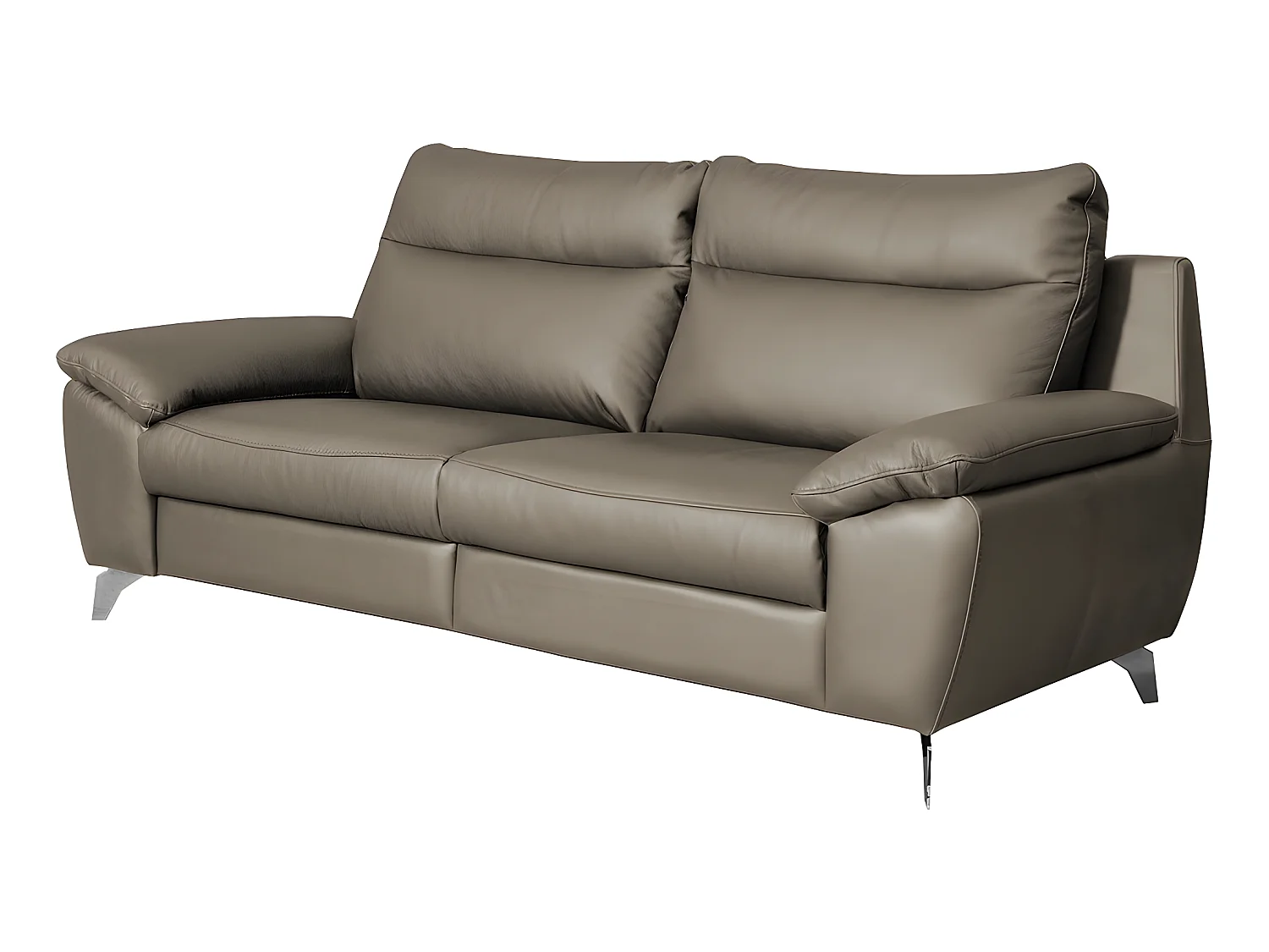 Elektrische relaxbank PERINI van luxe dik Italiaans leer, 3-zits, taupe