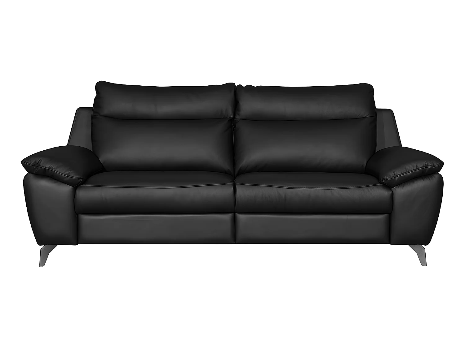 Canapé 2 places avec 2 relax électriques PERINI 100% tout cuir épais de luxe italien, noir