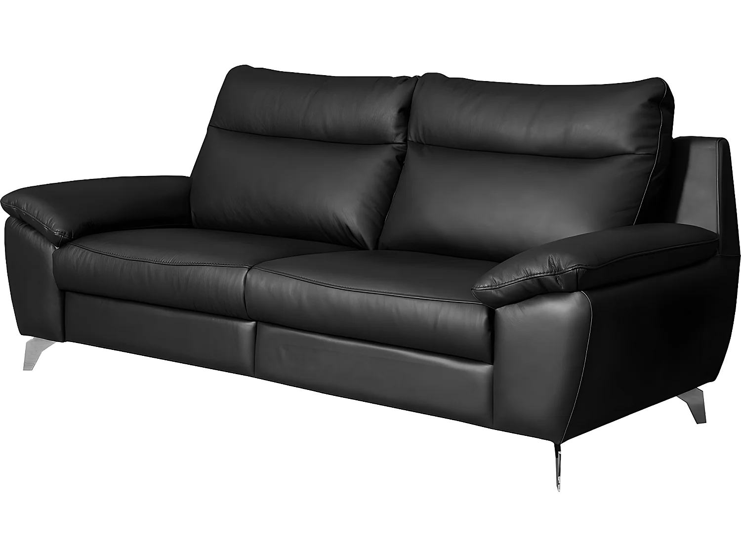 Canapé 2 places avec 2 relax électriques PERINI 100% tout cuir épais de luxe italien, noir