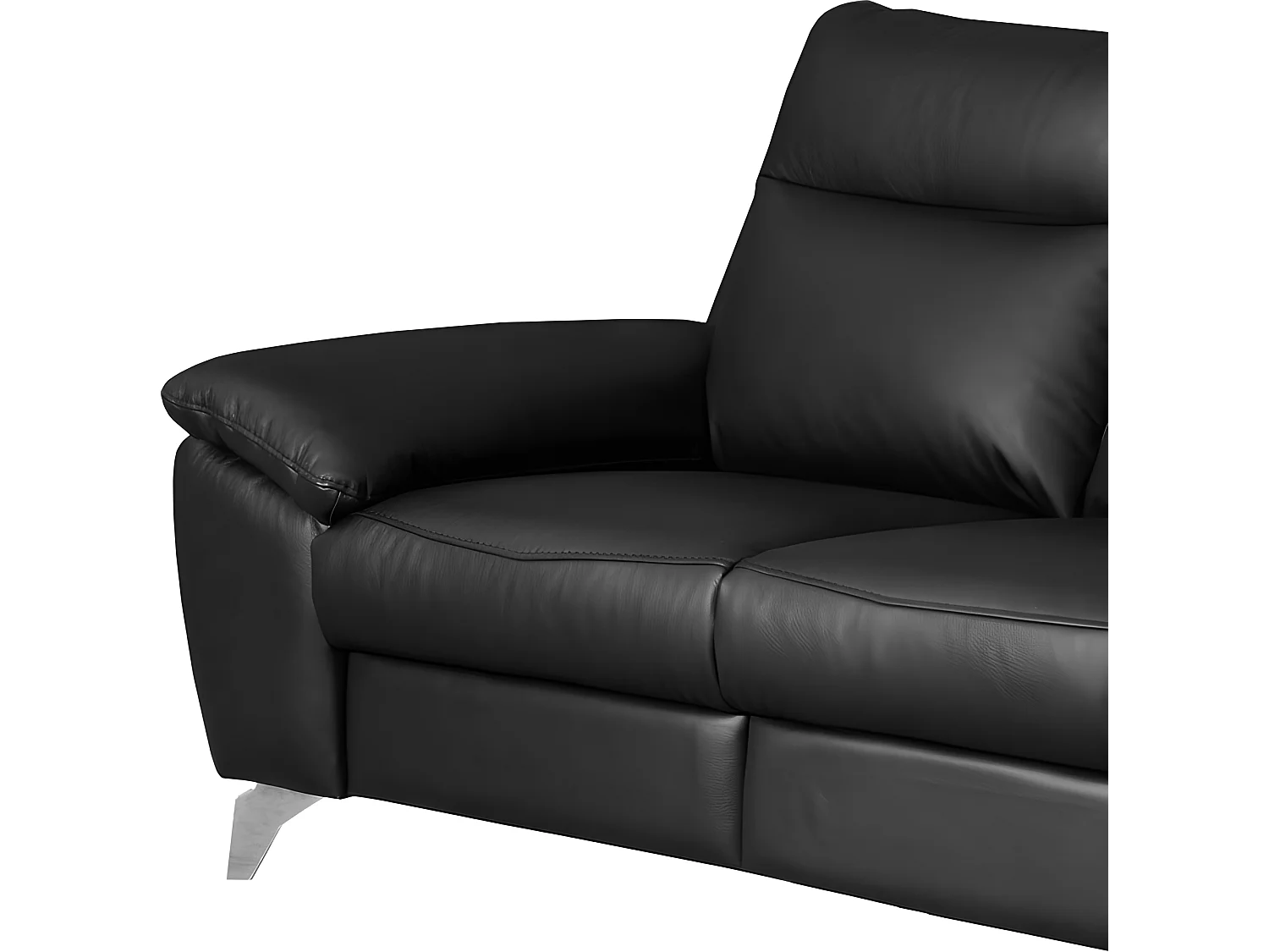 Canapé 2 places avec 2 relax électriques PERINI 100% tout cuir épais de luxe italien, noir