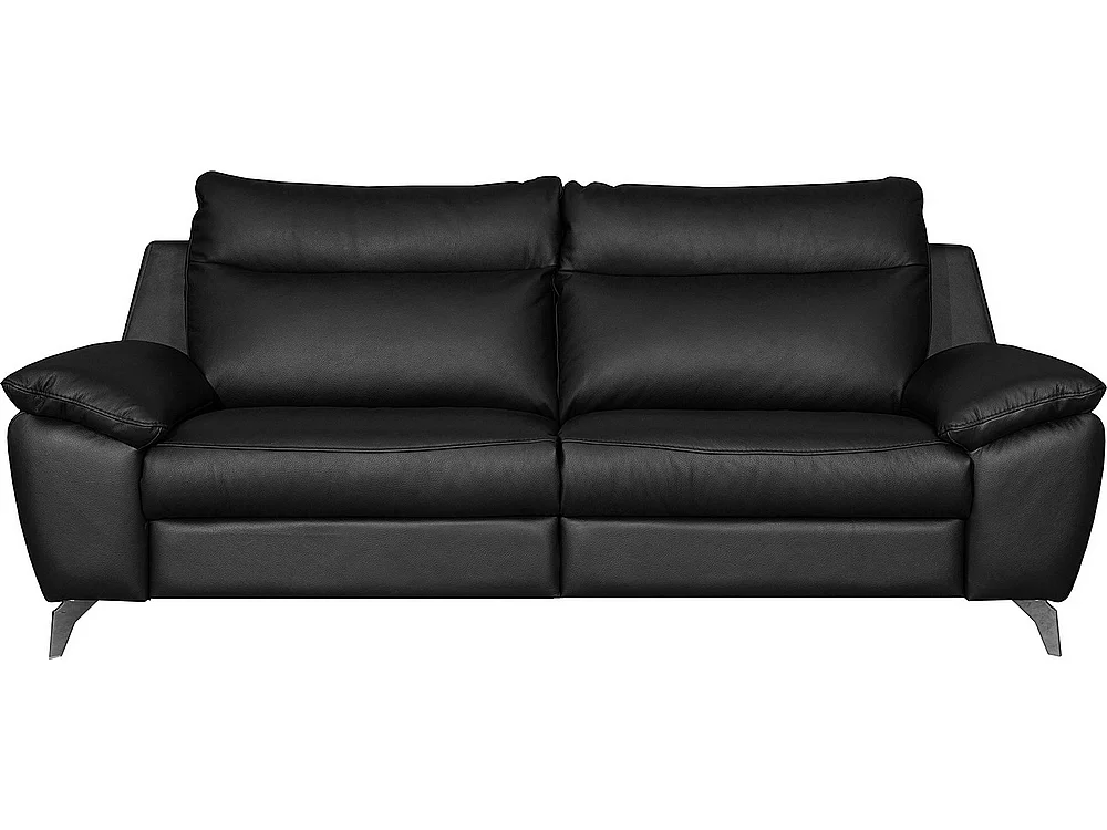 Canapé 2 places avec 2 relax électriques PERINI 100% tout cuir épais de luxe italien, noir