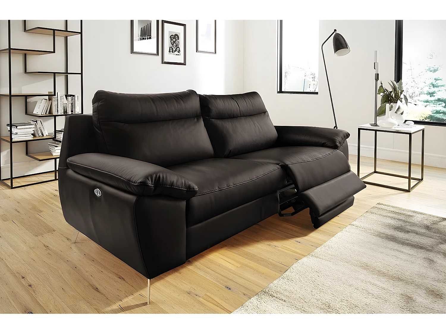 Canapé 2 places avec 2 relax électriques PERINI 100% tout cuir épais de luxe italien, chocolat