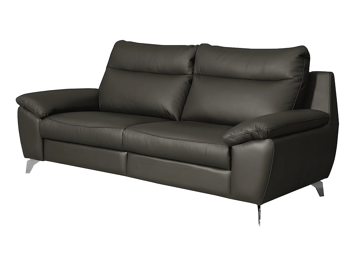 Canapé 2 places avec 2 relax électriques PERINI 100% tout cuir épais de luxe italien, anthracite