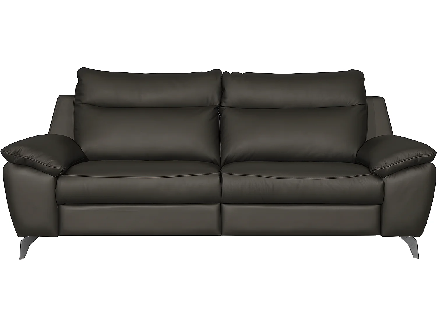 Elektrische relax tweezitsbank van dik Italiaans luxe leer PERINI, antraciet