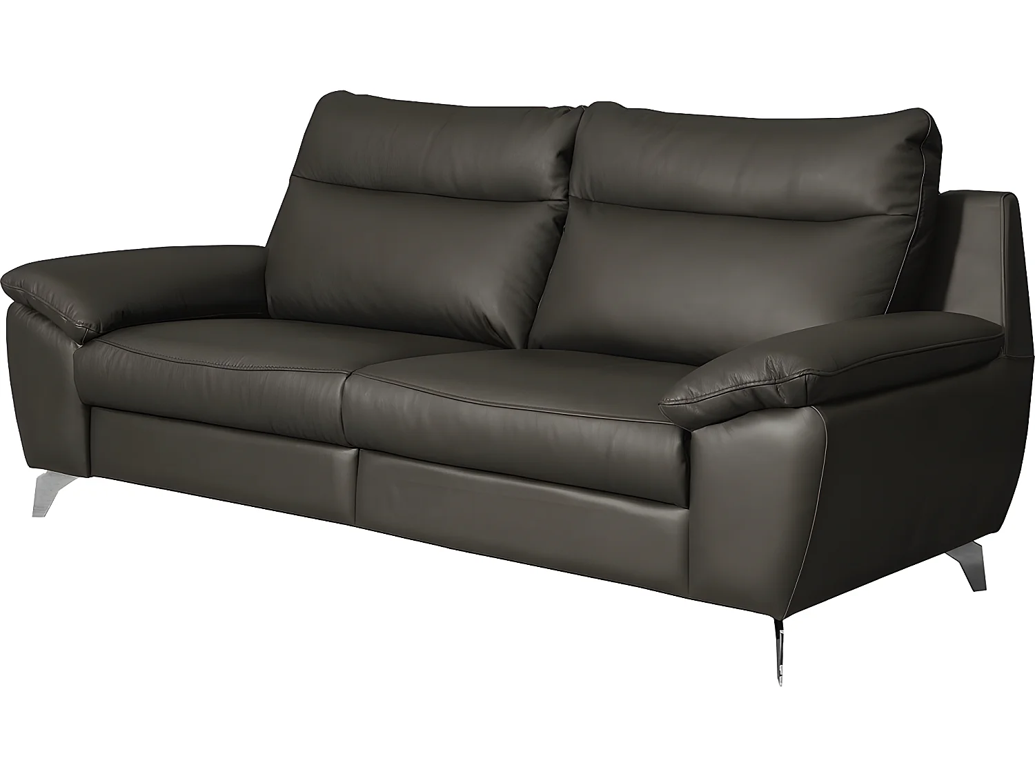 Elektrische relax tweezitsbank van dik Italiaans luxe leer PERINI, antraciet