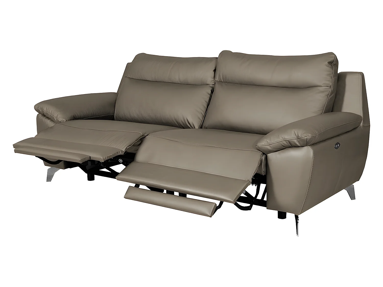 2-zitsbank van dik Italiaans luxe leer met 2 elektrische relaxfuncties, PERINI, taupe