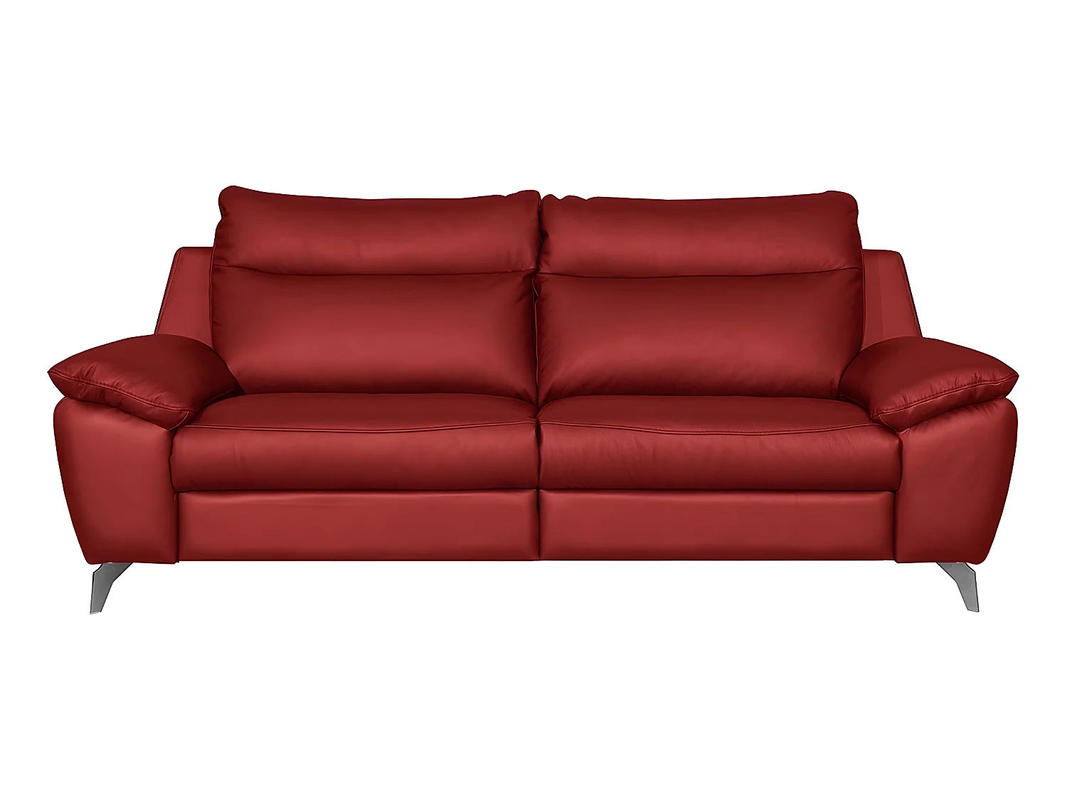 2-zitsbank van dik Italiaans luxe leer met 2 elektrische relaxfuncties, PERINI, donkerrood