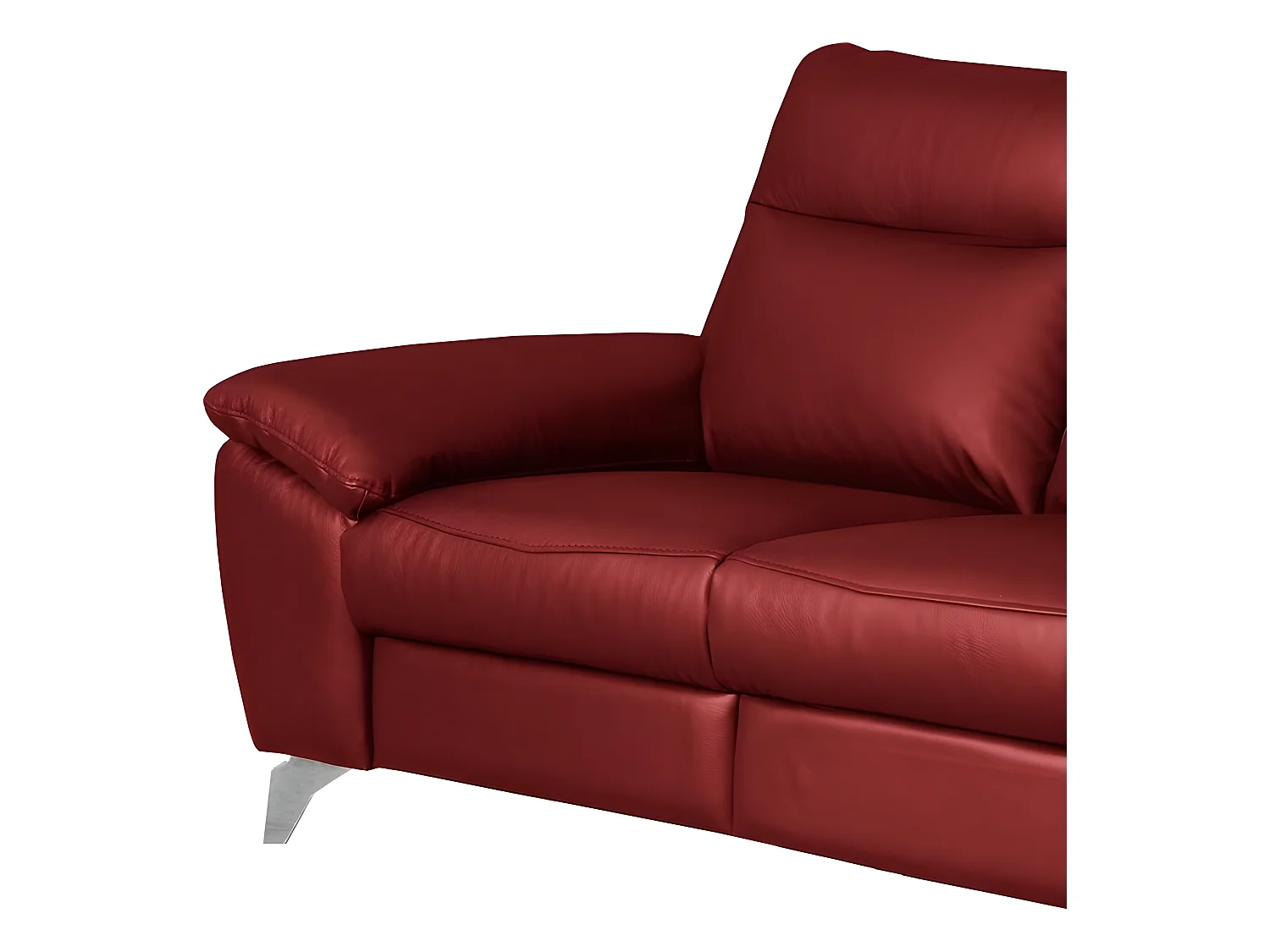 2-zitsbank van dik Italiaans luxe leer met 2 elektrische relaxfuncties, PERINI, donkerrood