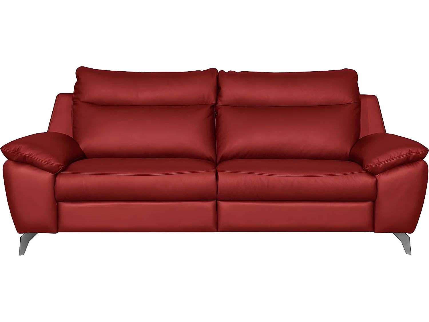 Canapé 2 places avec 2 relax électriques PERINI 100% tout cuir épais de luxe italien, rouge foncé