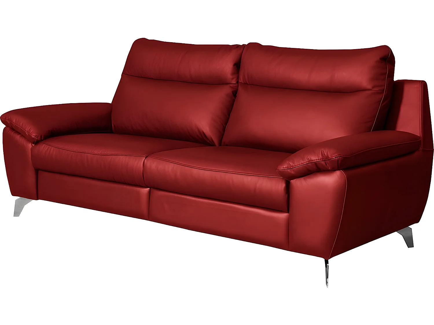 Canapé 2 places avec 2 relax électriques PERINI 100% tout cuir épais de luxe italien, rouge foncé