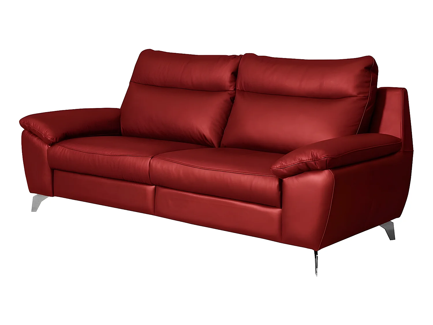 Canapé 3 places avec 2 relax électriques en 100% tout cuir épais de luxe italien, PERINI, rouge foncé