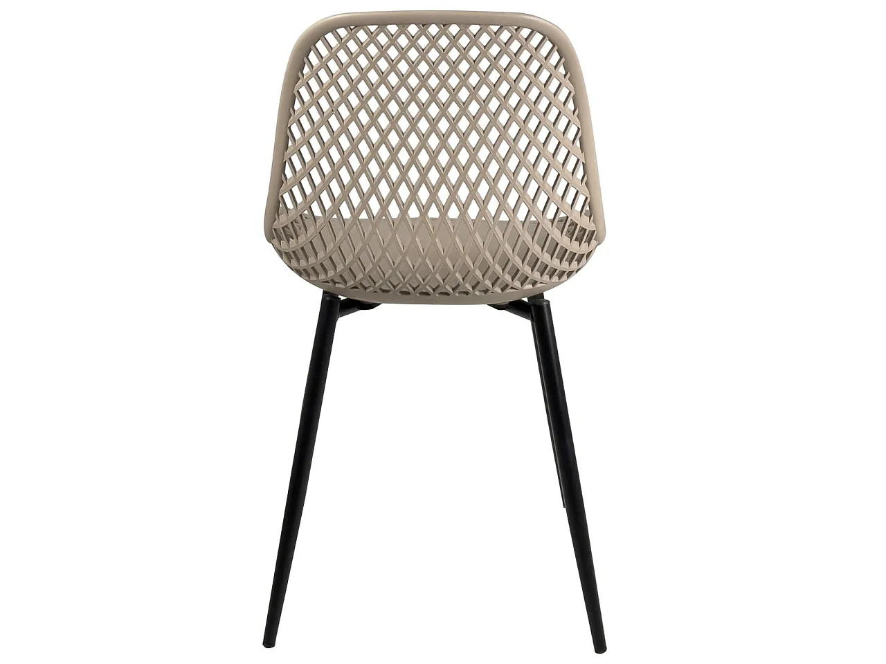 Lot 2 chaises de cuisine design, siège plastique souple ajouré, pieds métal SELI (gris beige)