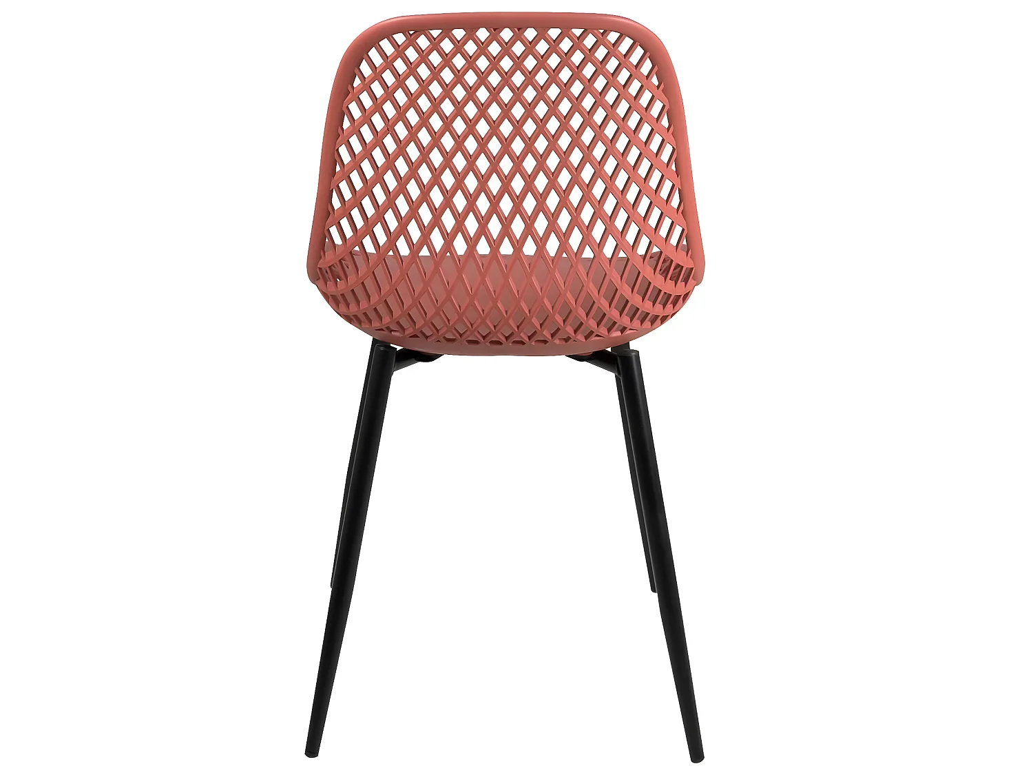 Lote de 2 sillas de cocina diseño, asiento de plástico flexible con aberturas, patas de metal SELI (rojo)