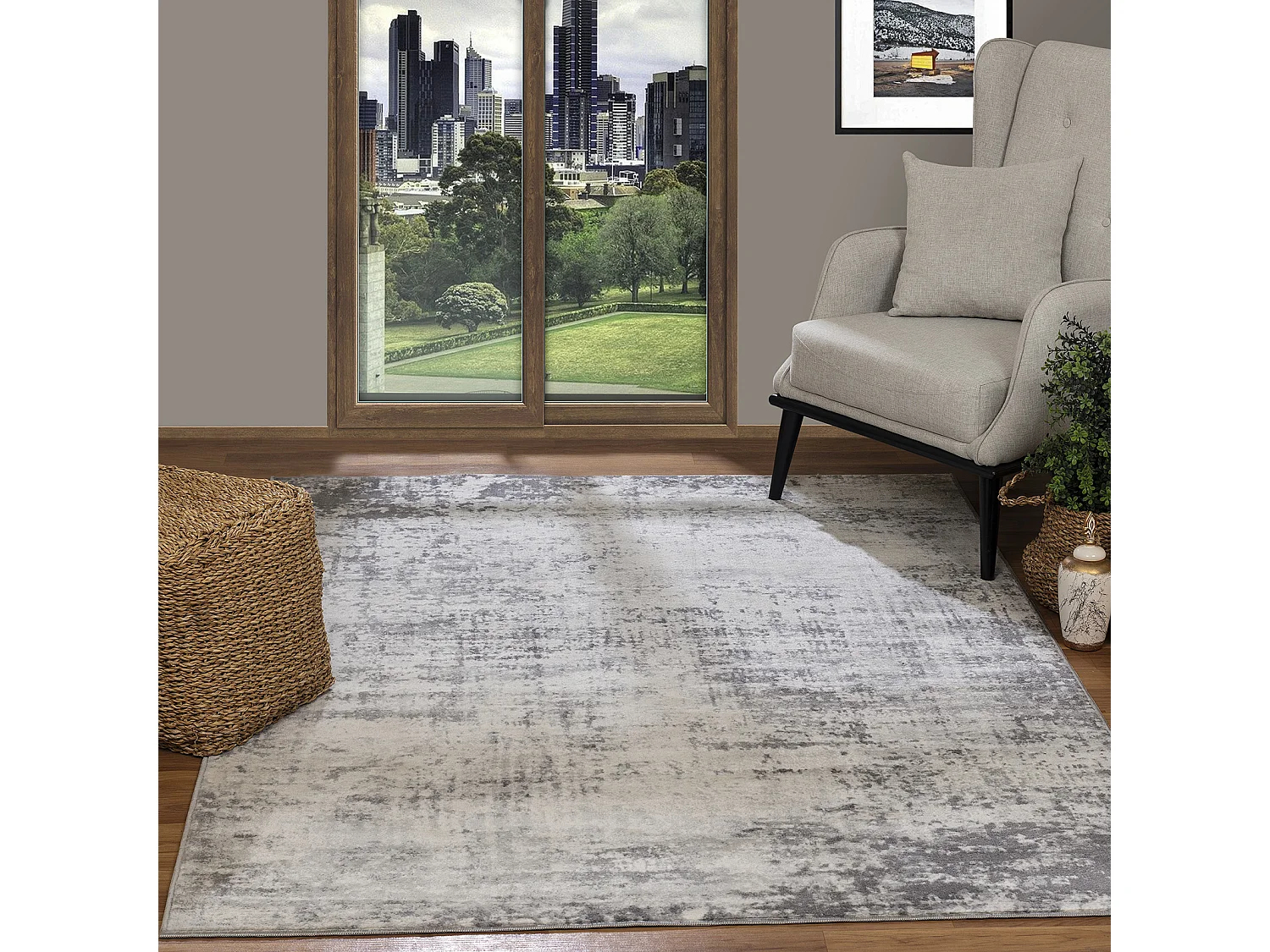 Modern Abstract Tapijt - Grijs/Wit - 160x215cm - MILENA