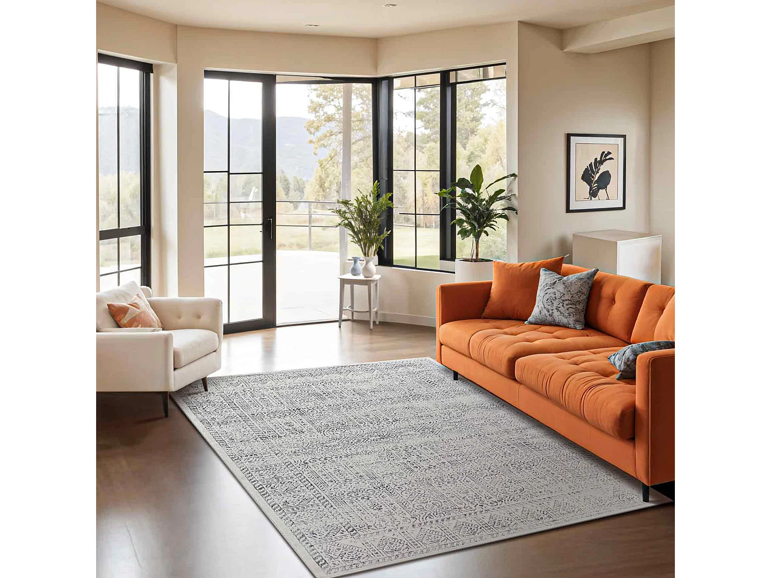 Tapis Vintage Oriental - Gris/Ivoire - 160x215cm - DANIA