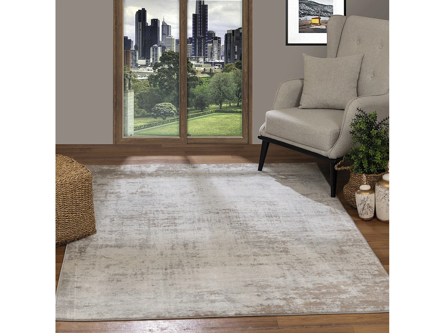 Tapis Abstrait Moderne - Beige/Blanc - 200x275cm - MILENA