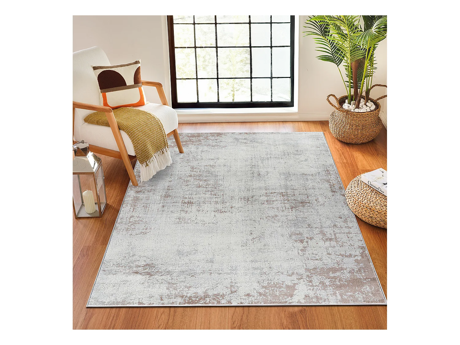 Tapis Abstrait Moderne - Beige/Blanc - 160x215cm - MILENA