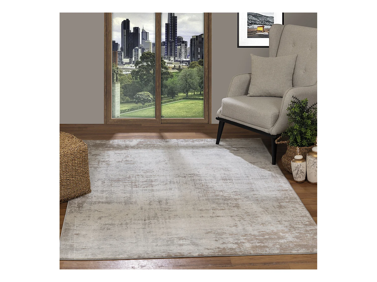 Tapis Abstrait Moderne - Beige/Blanc - 160x215cm - MILENA