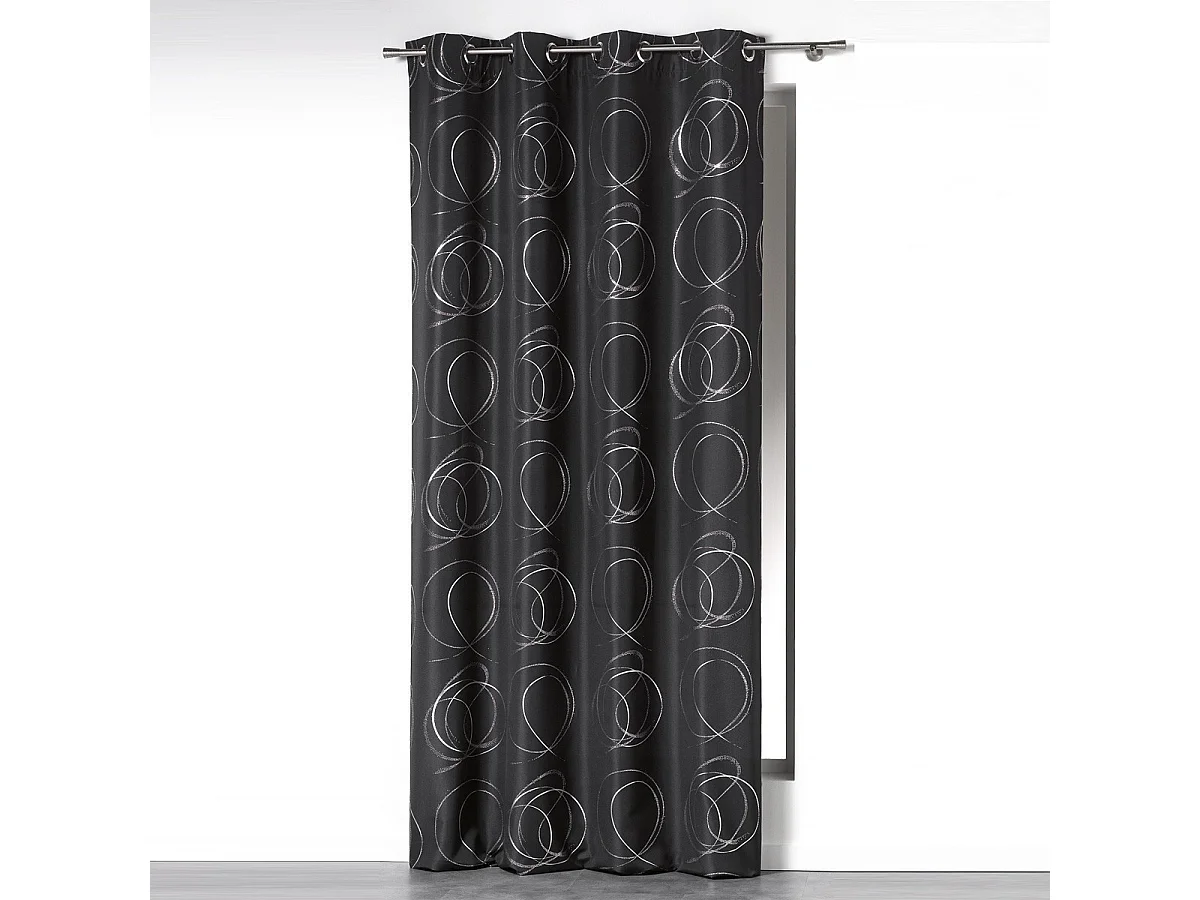 Rideau Imprimé "Bully" 140x260cm Gris Anthracite