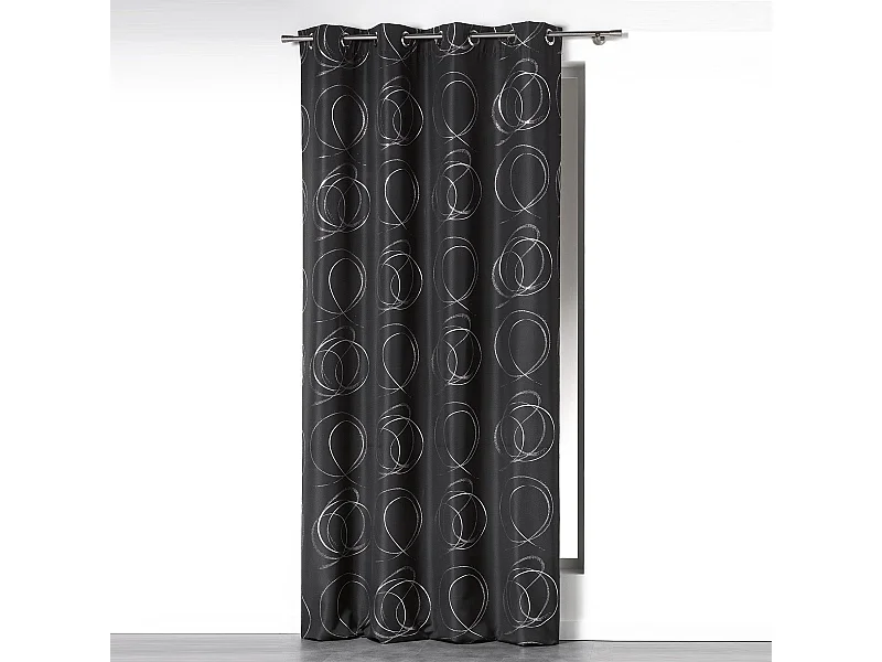 Rideau Imprimé "Bully" 140x260cm Gris Anthracite