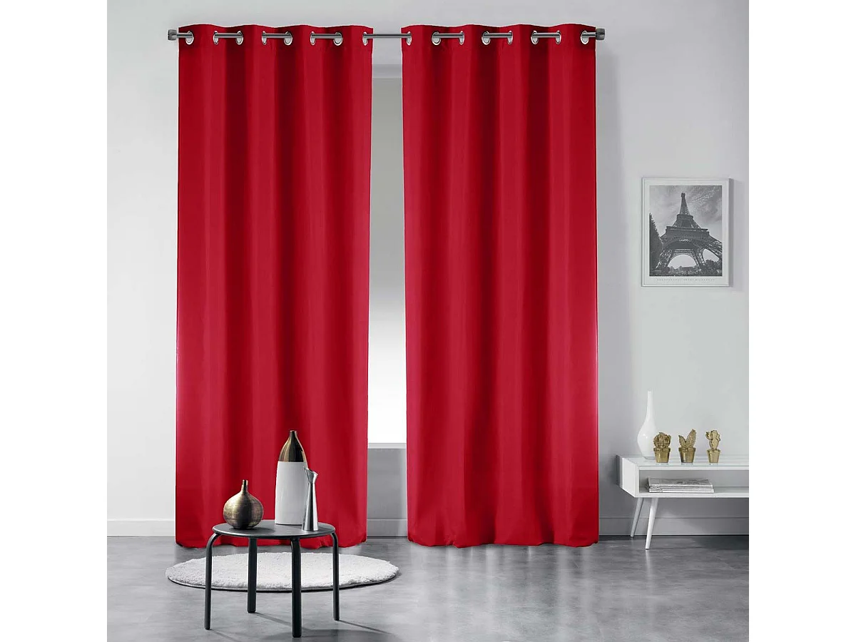 Rideau à Oeillets "Essentiel" 140x280cm Rouge