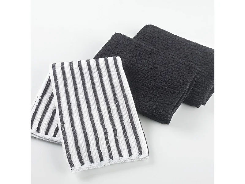 Lot de 3 Torchons Microfibre "Cuistot" 40cm Noir