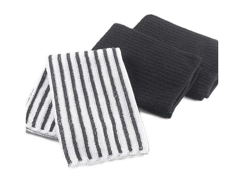 Lot de 3 Torchons Microfibre "Cuistot" 40cm Noir