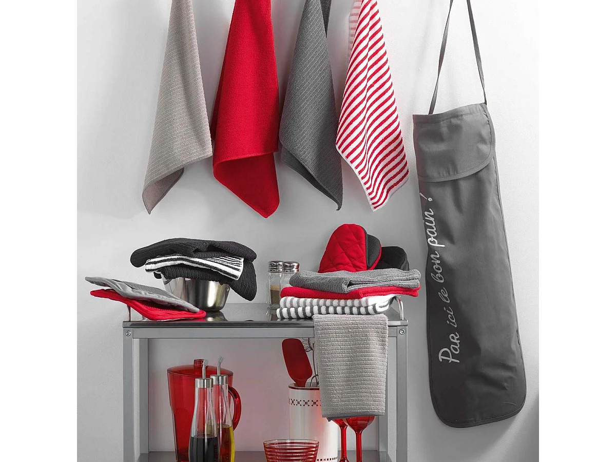 Lot de 3 Torchons Microfibre "Cuistot" 40cm Rouge