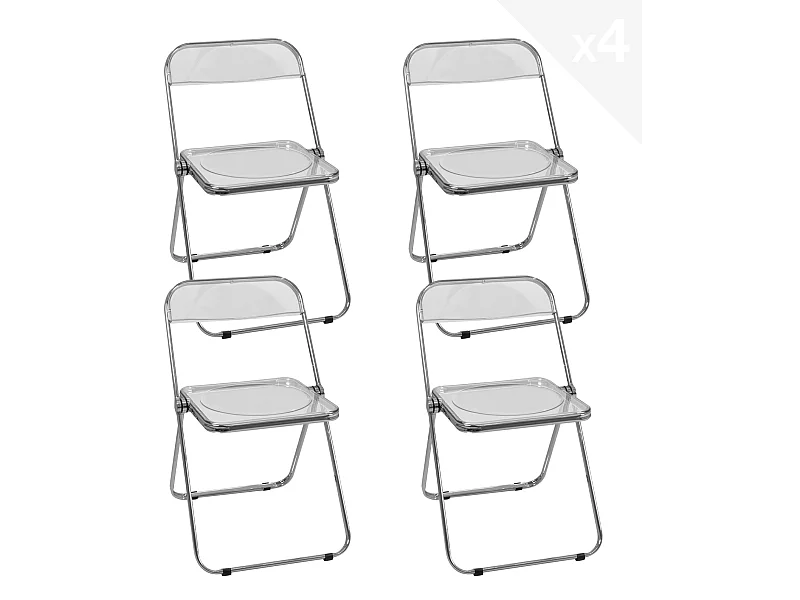 Juego de 4 sillas plegables transparentes de estilo retro vintage RAMA (transparente)