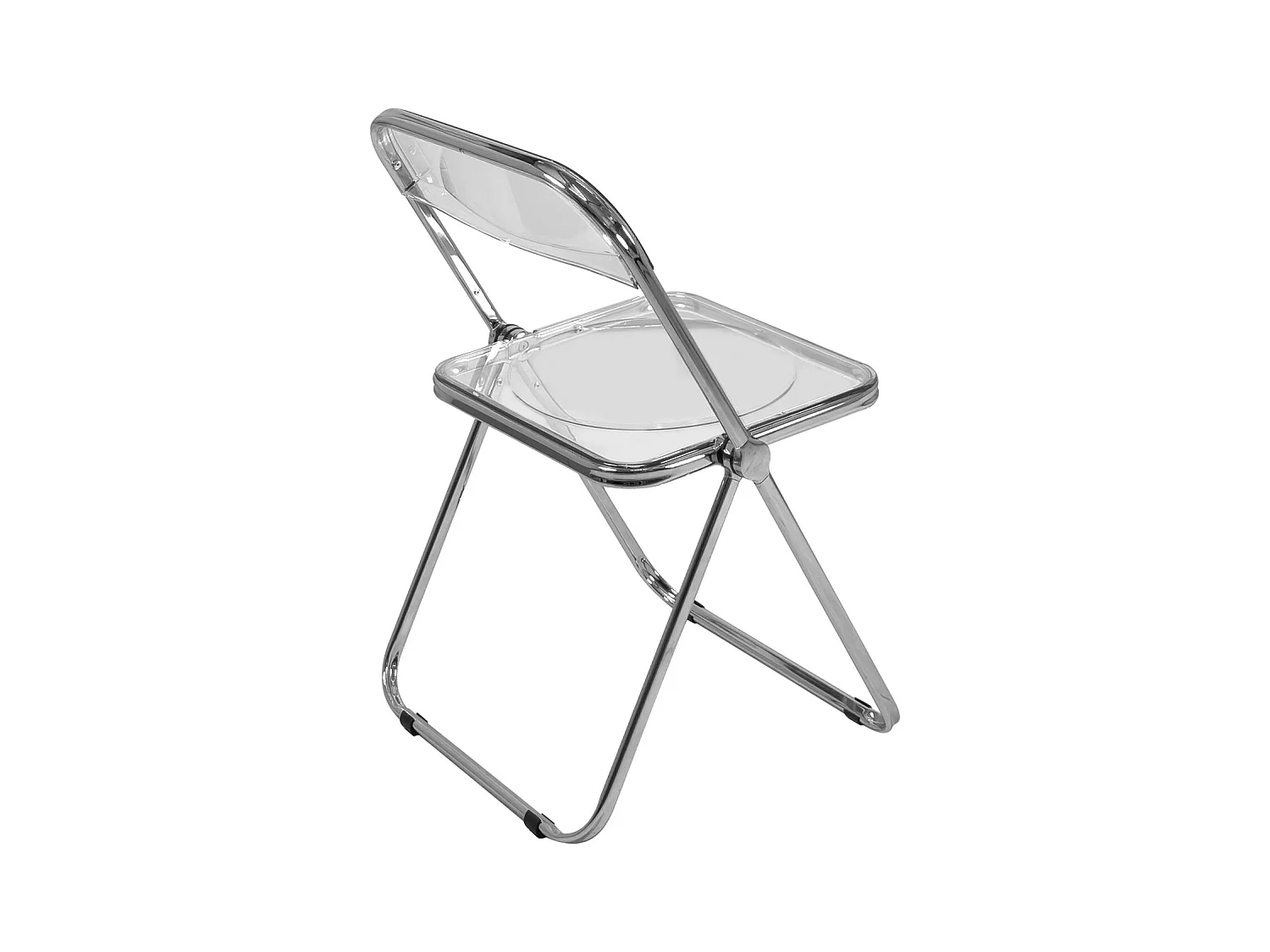 Lot 4 chaises pliantes - pliables transparentes chrome rétro vintage RAMA (Cristal)