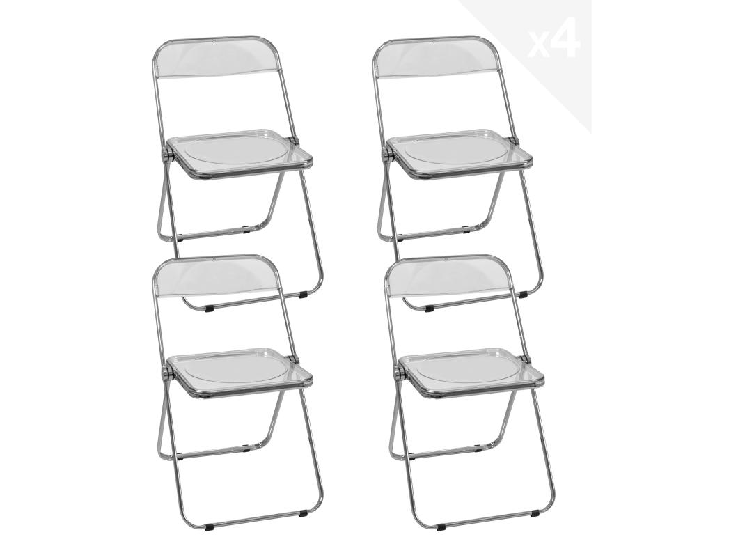 Juego de 4 sillas plegables transparentes de estilo retro vintage RAMA (transparente)